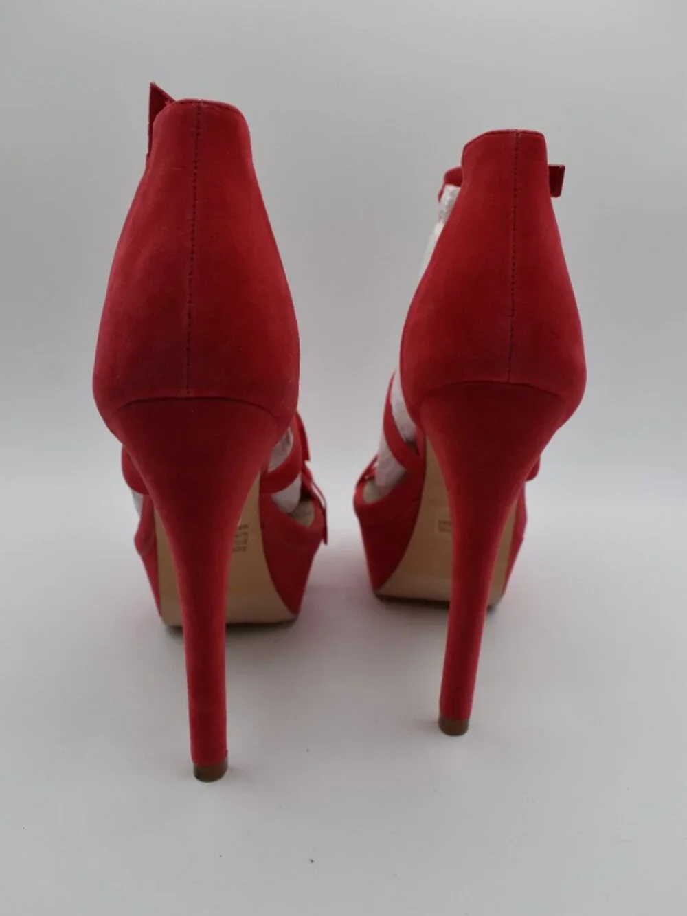 New in Box 7.5 Pink/Coral Fringe Platform Stiletto Heels by C. Label Open Toe
